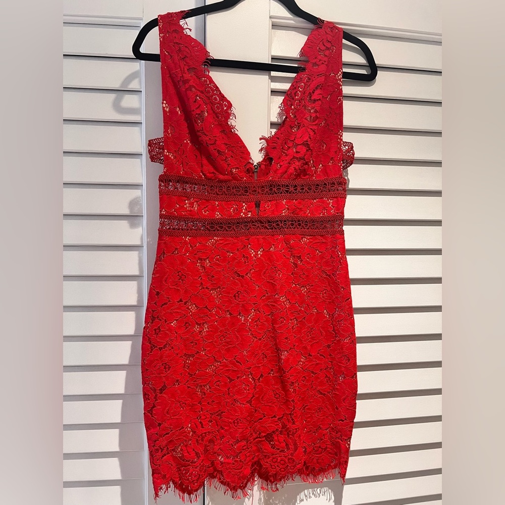 Red lace dress